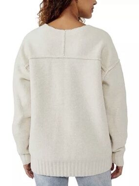 WE THE FREE People Care Eastwood Tunic Sweater Oversized Oatmeal Cream Small